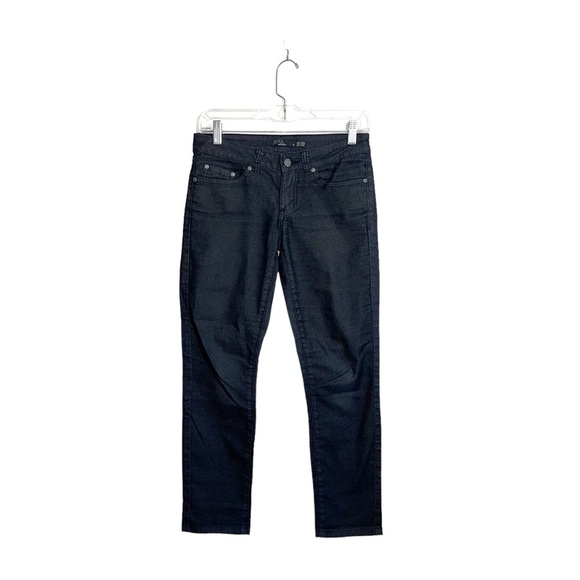 PrAna Kara Dark Gray Patterned Low Rise Cropped Leg Skinny Jeans 0 Women’s - Picture 1 of 12